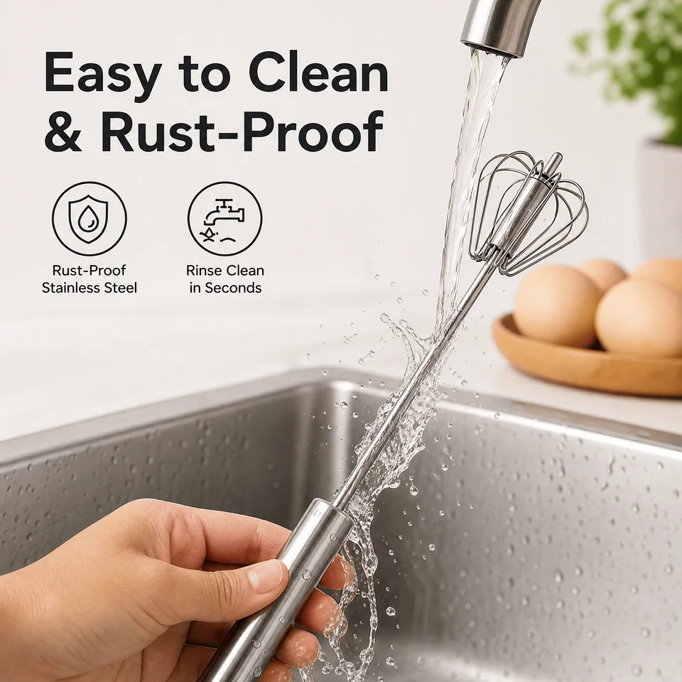 Stainless Steel Semi-automatic Whisk 32cm Hand Push Rotary Egg Beater Mixer 1Pc Kitchen Tool for Egg Cream Milk Frothing, image 7
