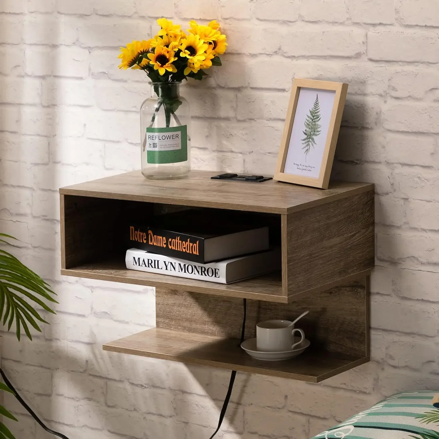 Modern Floating Bedside Table With One Drawer And One Storage Layer, Multiple Colors Customizable To Fit The Bedroom