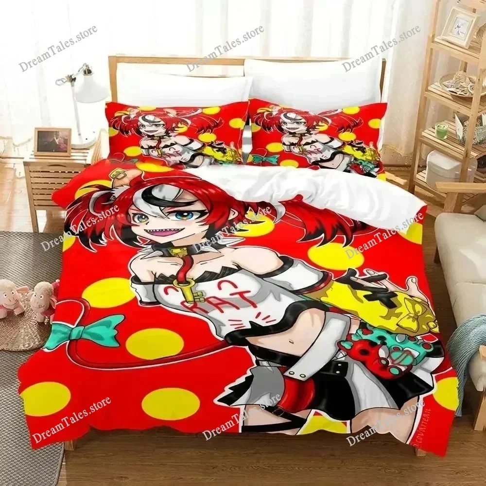 3D Print Anime Hakos Baelz Bedding Set Duvet Cover Bed Set Quilt Cover Pillowcase Comforter King Queen Size Boys Adult Bedding