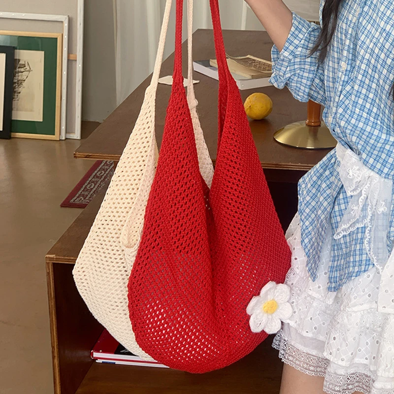 Bohemian Style Schultertasche im Lazy-Style mit Großer Kapazität, Ausgehöhlte Tragetasche, Urlaubs-Mode, Geflochtene Strohtasche, Strandhandtasche