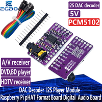 1~10PCS Interface I2S PCM5102A DAC Decoder GY-PCM5102 I2S Player Module For Raspberry Pi pHAT Format Board Digital Audio Board