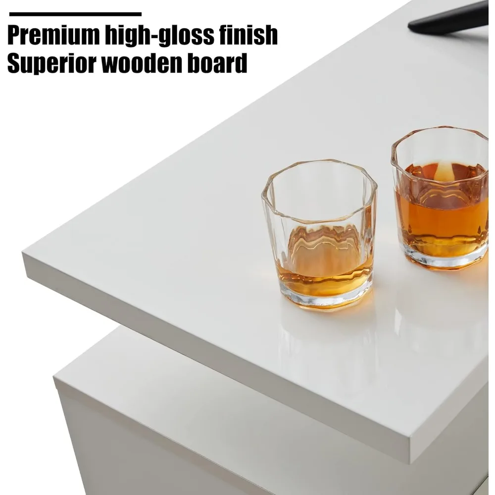 Open Haard Tv-Standaard Met 36 "Open Haard, 70" Moderne Hoogglans Open Haard Entertainment Centrum Led Verlichting