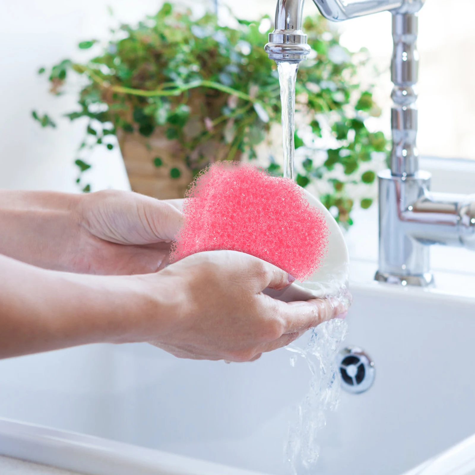 

4pcs Temperature Sensitive Sponges Kitchen Cleaning Cloud Shape R om Color Reusable Efficient Grease Dirt Grime Wiping Home