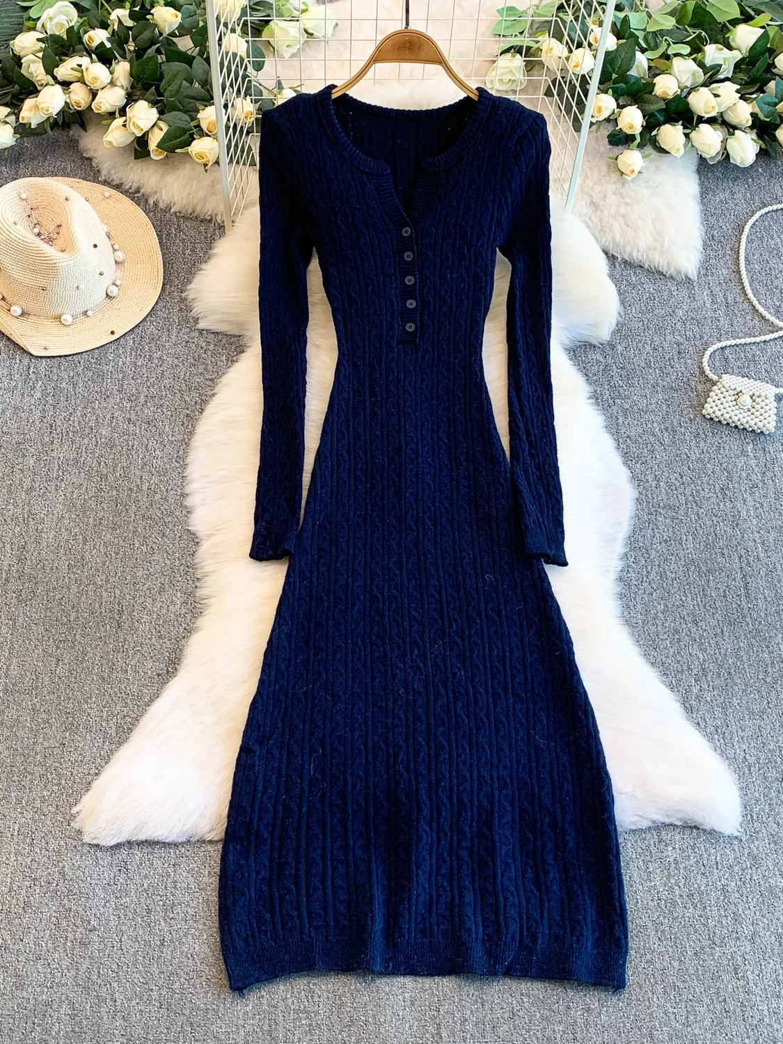 Ele Knitted Long Dr… - image