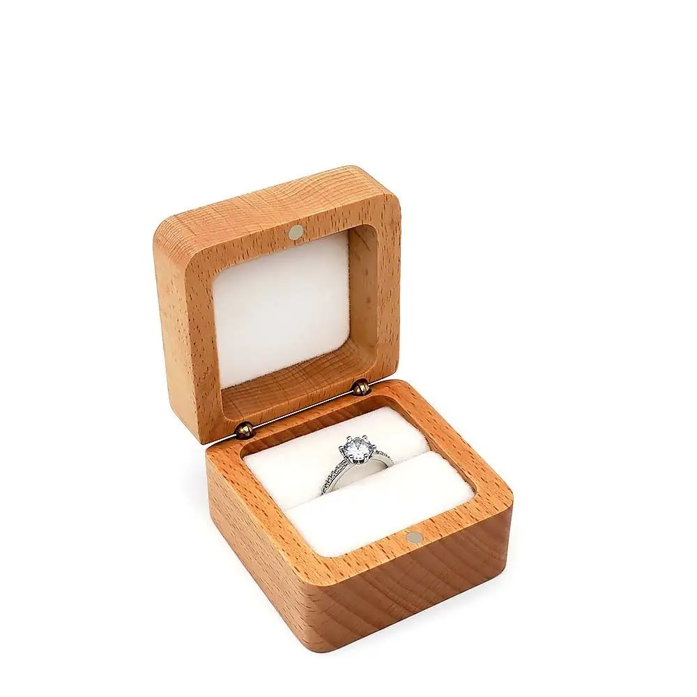 

Velvet Wood Rings Box Retro Ear Studs Case Earrings Display Tray Jewlery Organizer Exquisite Ring Earring Holder