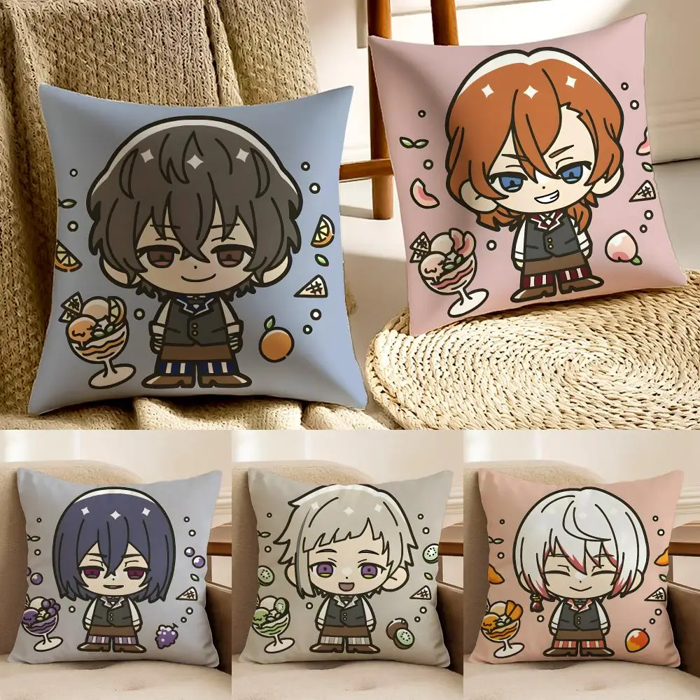 Dark Anime B-Bungo Stray Dogs Cushion Cover Faux fur decorative Dark academia style Cat scratching post Rustic Spa pillow cover