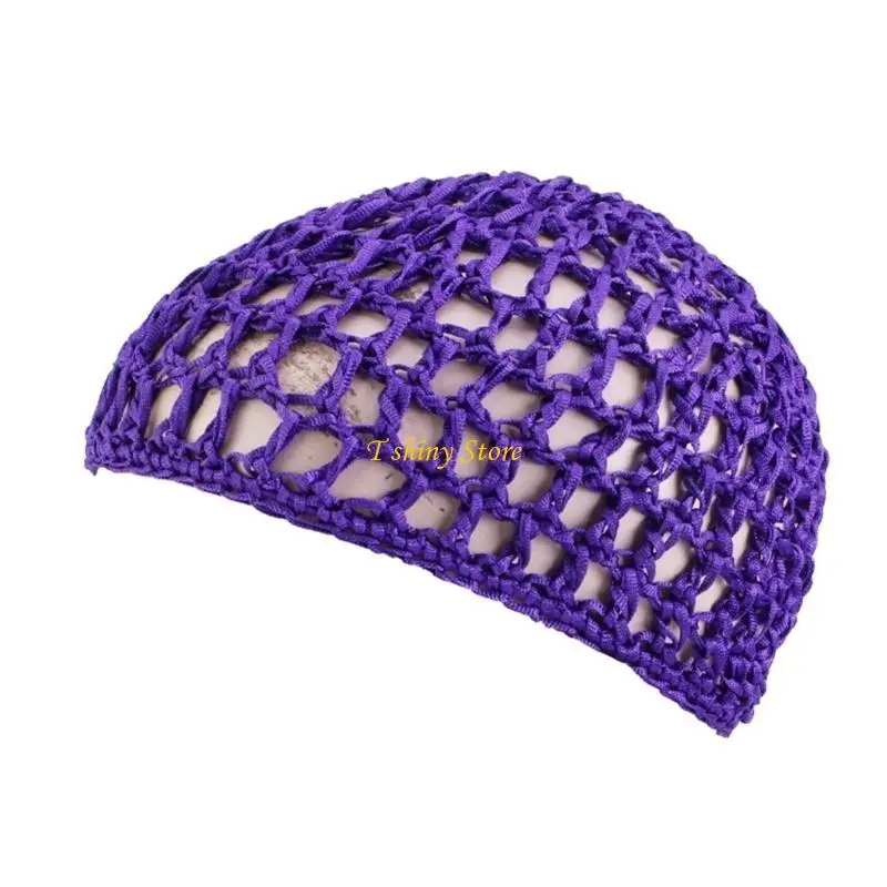 N58F Girls Pullover Hat Handwoven Hat with Handwoven Hair Net for Vacations Photo Props Headpiece Handmade Hat Headgear