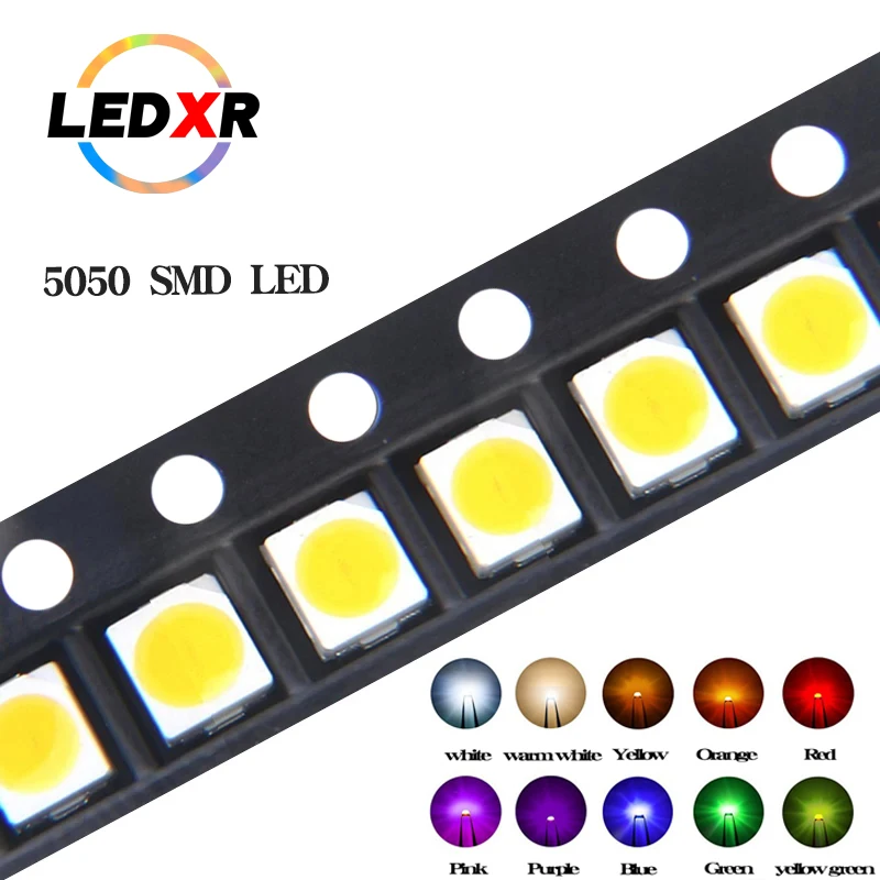 SMD 5050 LED chip smd 5050 RGB white/warm white/cool white/red/green/blue/yellow 5050 SMD LED 60MA 22-24lm 3v 0.2W 5050 chip led