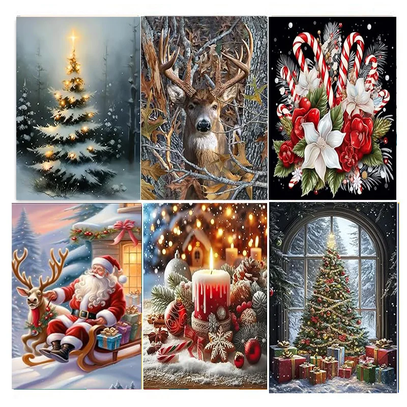 AB Diamant-Malerei, Weihnachtsmann 5D-Diamant-Malerei-Set (geeignet für Anfänger), DIY-Mosaik-Weihnachtsdekoration