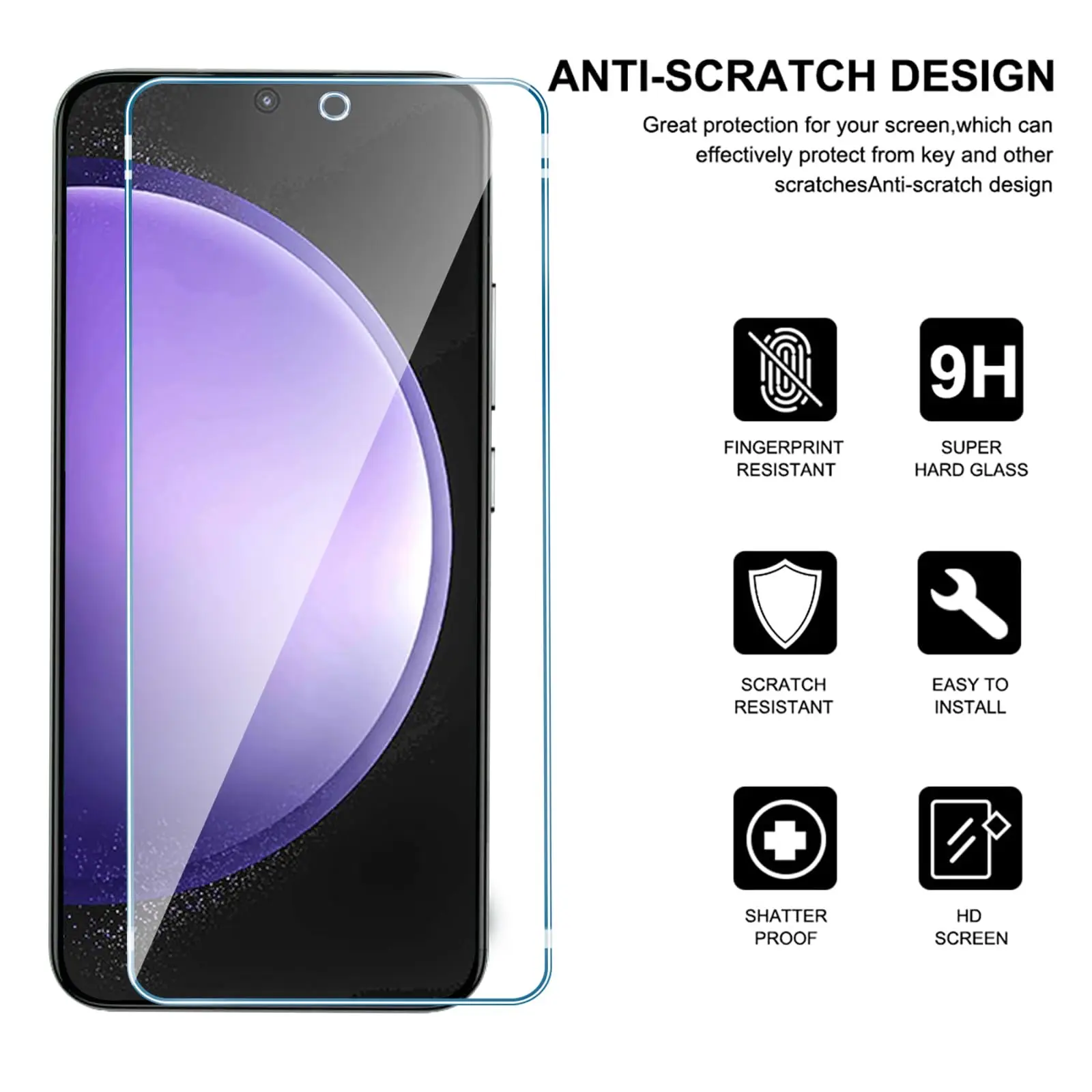 Screen Protector For Galaxy S23 FE Samsung Tempered Glass HD Crystal 9H High Aluminum Anti Scratch Case Friendly