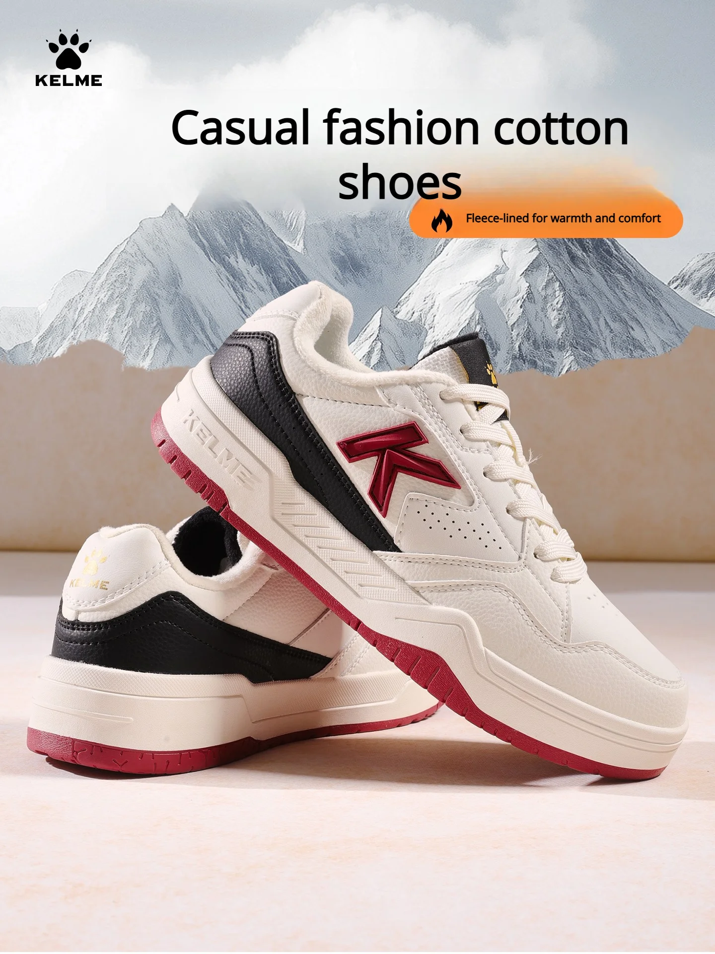 Kelme Men's Suede Board Shoes Versatile Retro Sports Shoes Daily Casual Shoes Moral Training Shoes Thick Soled Cotton Shoes
