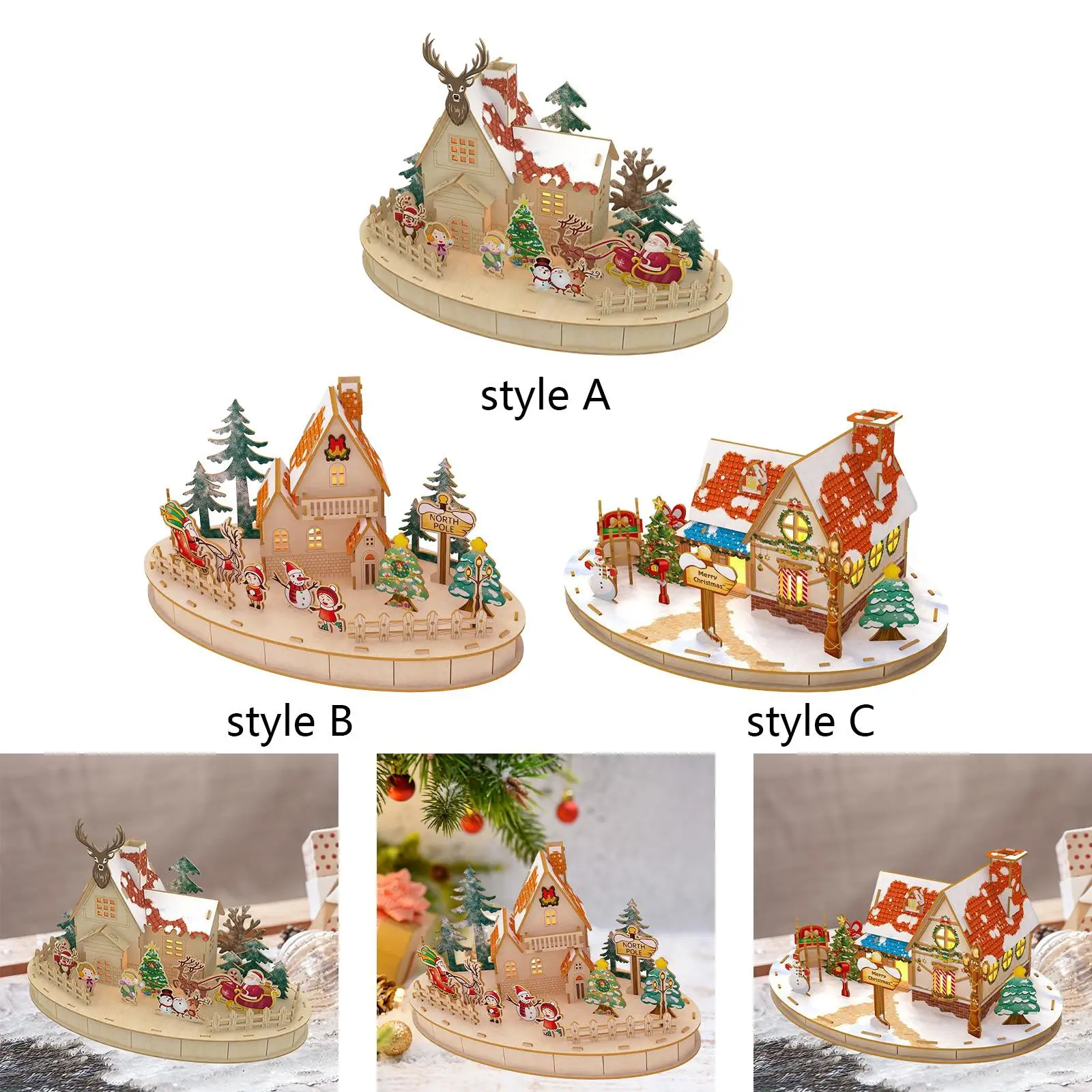 

Wooden Christmas Cottages DIY Christma Decor for Bedroom Themed Party