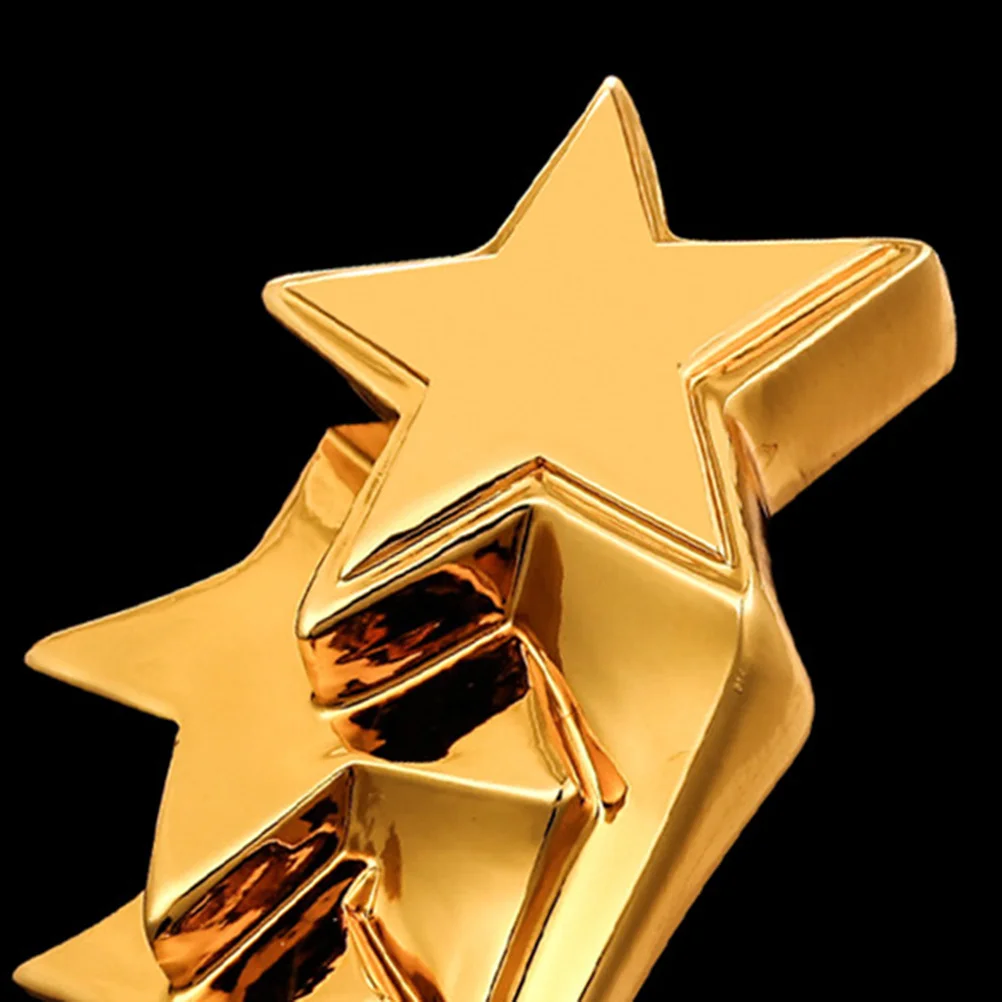 

Pentagram Shaped Trophy Resin Crystal Ornament Metal Craft Durable Home Decoration Gift Enhance Atmosphere Household Adornment