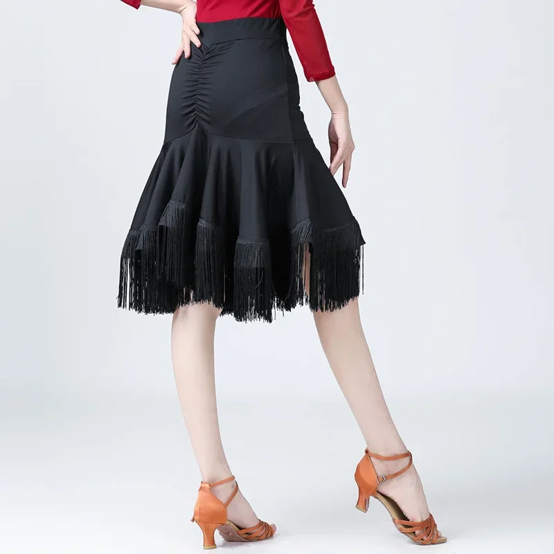 Latin Dance Skirt Adult Female Performance Ladies Sexy Ballroom Samba Tassel Dancing Skirt Practice Costum Dancewear Tops Skirt