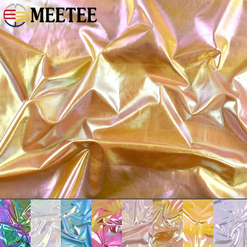 

45*145cm Colored Elastic Fabric Glitter Spandex Stretch Cloth Sewing Wedding Dresses Stage Decoration Fabrics DIY Accessories