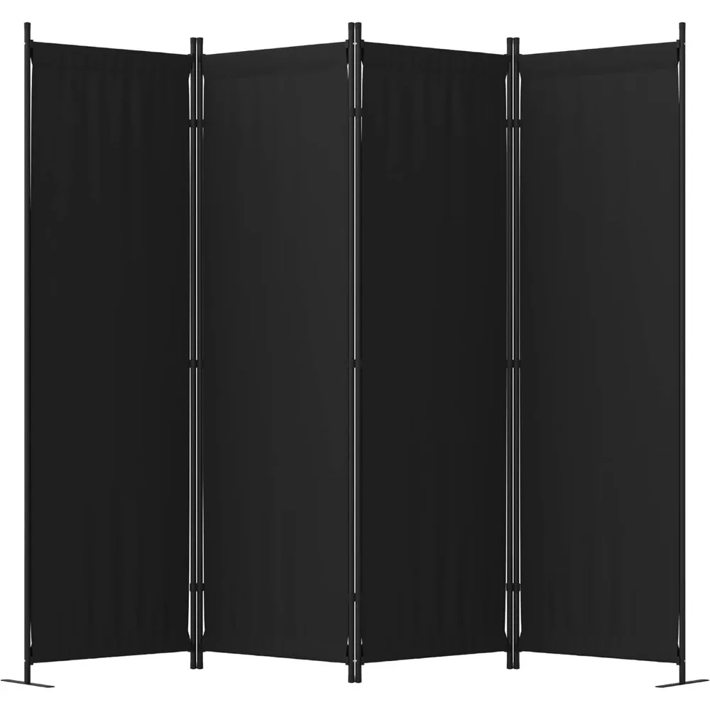 Room divider, 4 panel folding privacy screen, portable metal foot divider, light freestanding wall partition screen for office