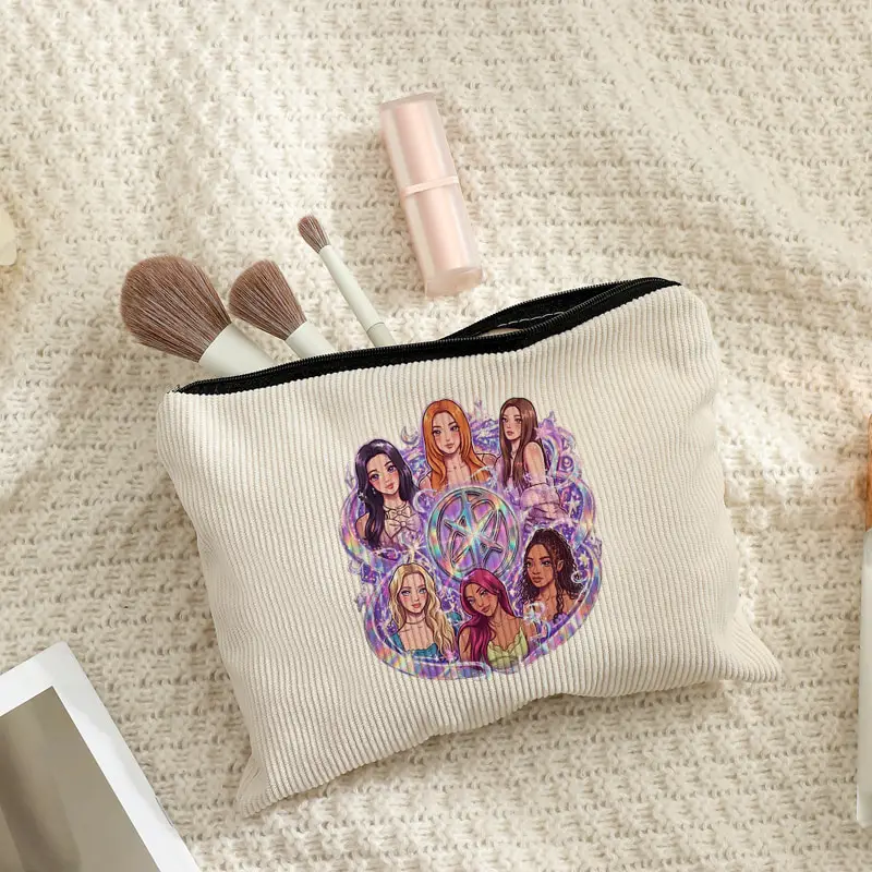 KATSEYE World Tour for Women Fan Gifts Corduroy Makeup Bag Lightweight Toiletry Bags Multi Functional with a Zipper Storage Bags