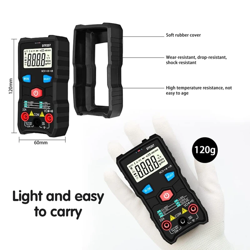 Auto Range Smart Digital Multimeter DC/AC Portable LCD Display Non-Contact Induced Voltage Tester 6000 Count Voltmeter