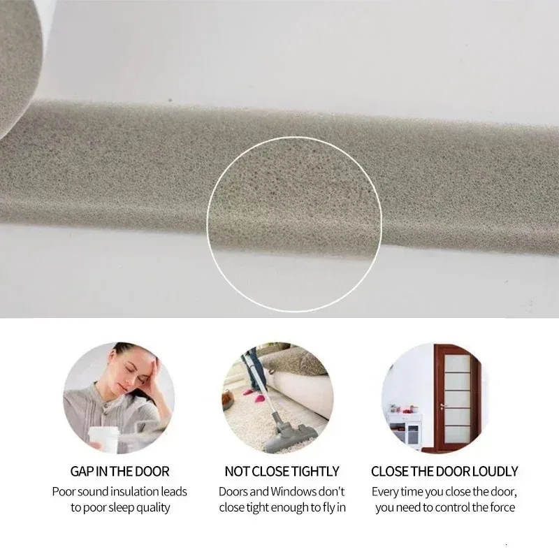 2/4/6pcs Foam Door Window Sealing Strip Weather Strip Self-Adhesive Soundproof Windproof Dustproof Draught Excluder Insulation