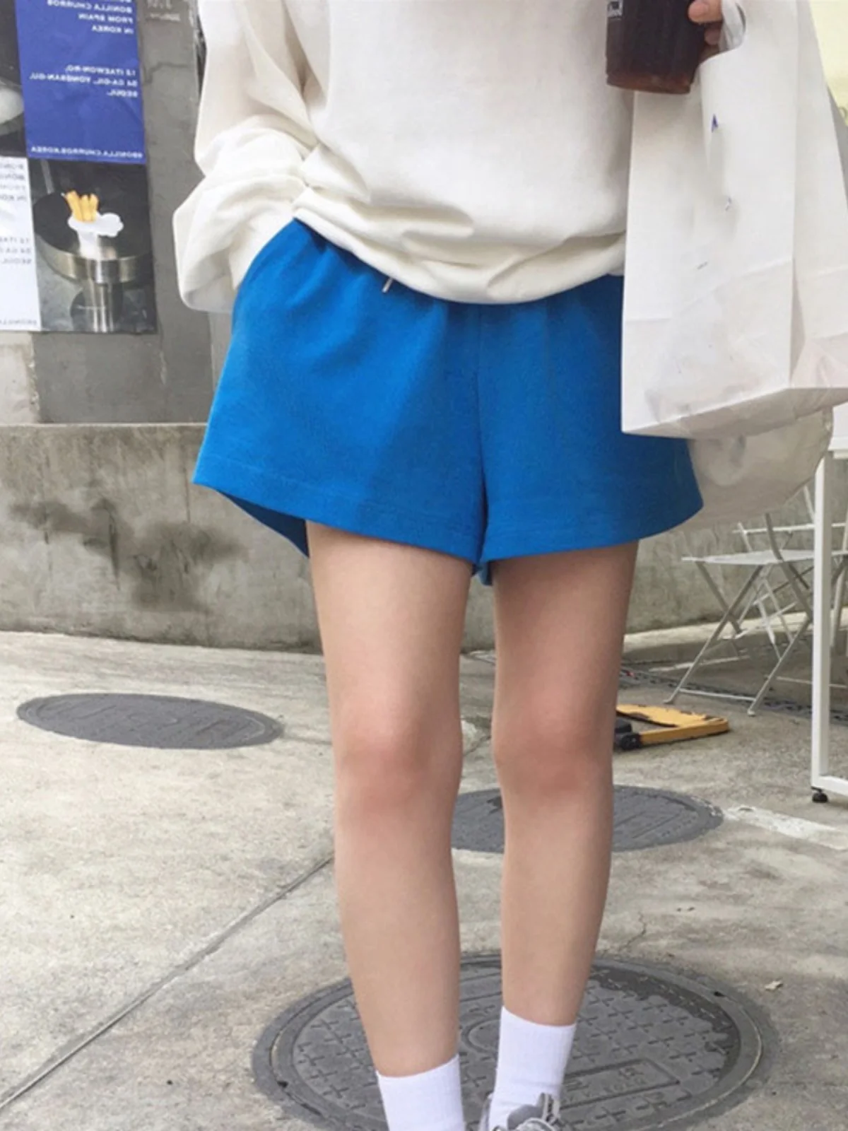 

High Waist Short Pants Women's Loose Elastic Waist Sports Pants Summer Casual Slimming Wide Leg Outerwear Casual Pants