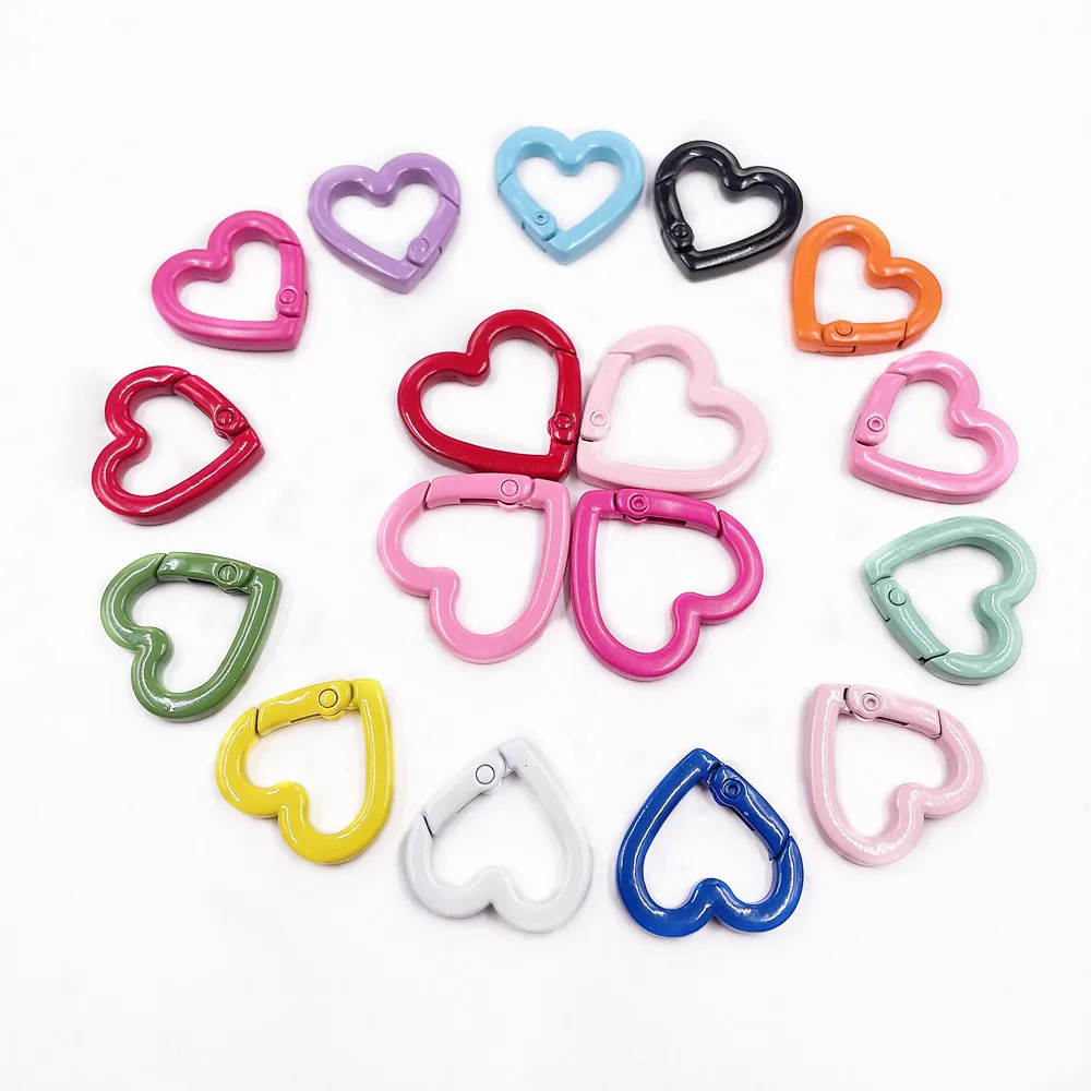 

10Pcs 21/25mm Spring Buckle Love Keychain Lobster Clasp DIY Keyring Dog Chains Buckle Jewelry Making Accessories Wholsale