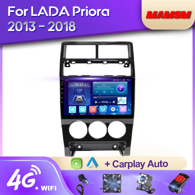 MAMSM 2K QLED Android 12 Car Radio For LADA Priora 2013- 2018 Multimedia Video Player Navigation Stereo GPS 4G Carplay Autoradio