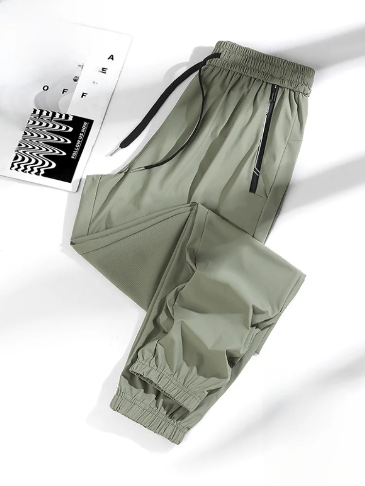 

Paul Summer High Elastic Ice Silk Military een Men Women Couples Lightweight Loose Fit Nine Points Pants Anti-Wrinkle