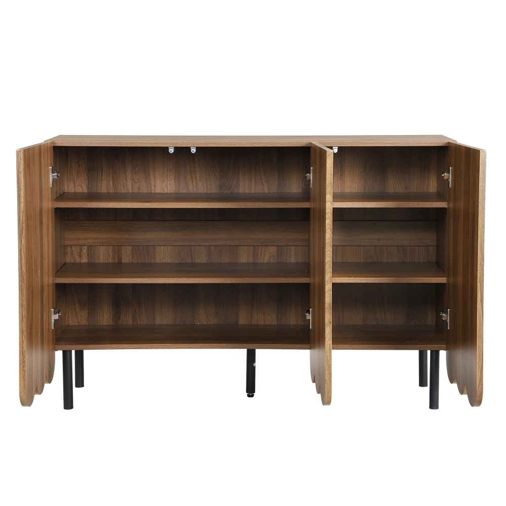 Modernes Sideboard aus Holz mit 120 x 35 x 80 cm großen, grifffreien, verstellbaren Regalen und Stauraum für Wohnzimmer, Flur und Esszimmer – Detail 27