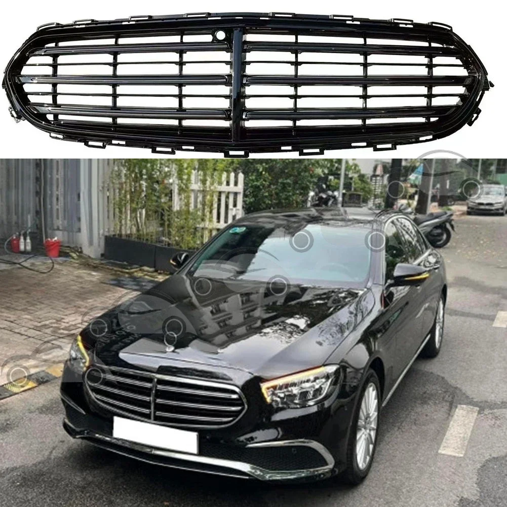 Front Racing Facelift Upper Bumper Grilles Darth Vader Style For Mercedes-Benz E-Class W213 Exclusive Line E200 d/E300 2020-2023