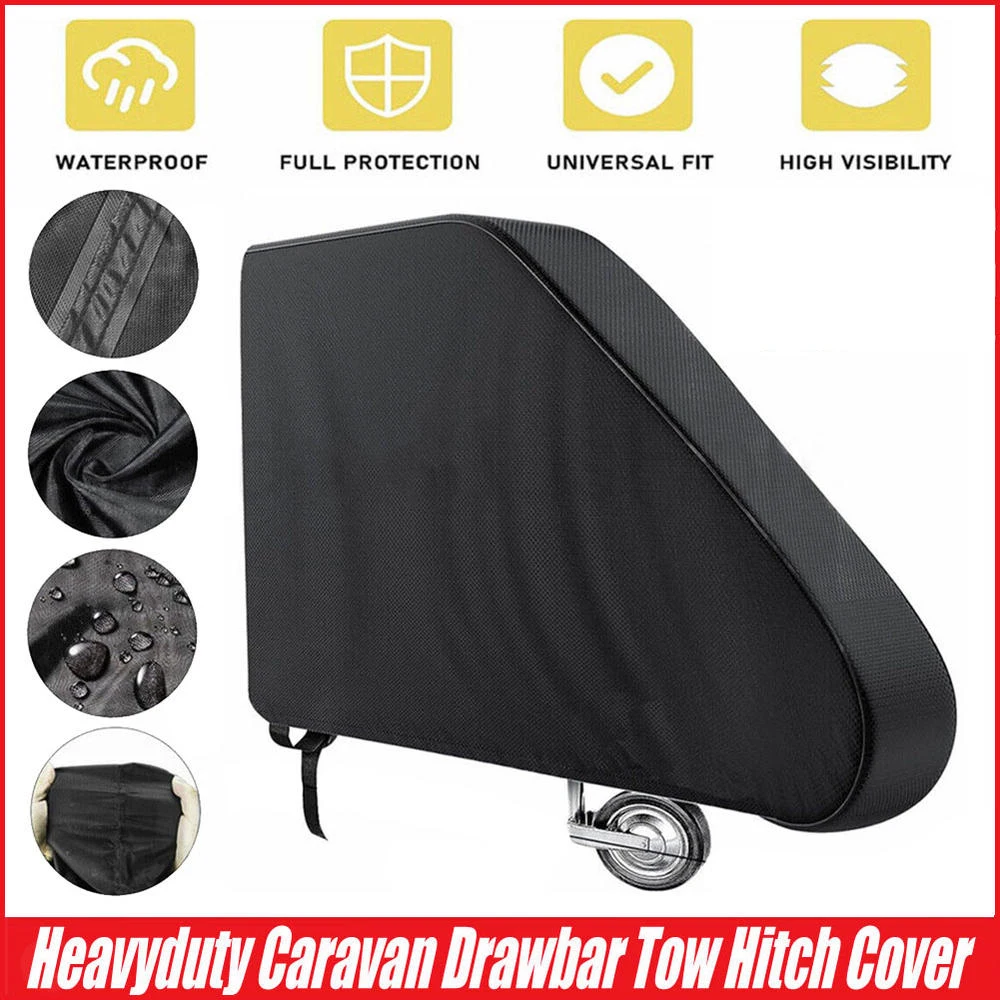 Caravan Hitch Cover Towing Hitch 600D Oxford Cloth Easy to Use Dustproof Rain Snow Protection RV Caravan Trailer Tow Hitch Cover