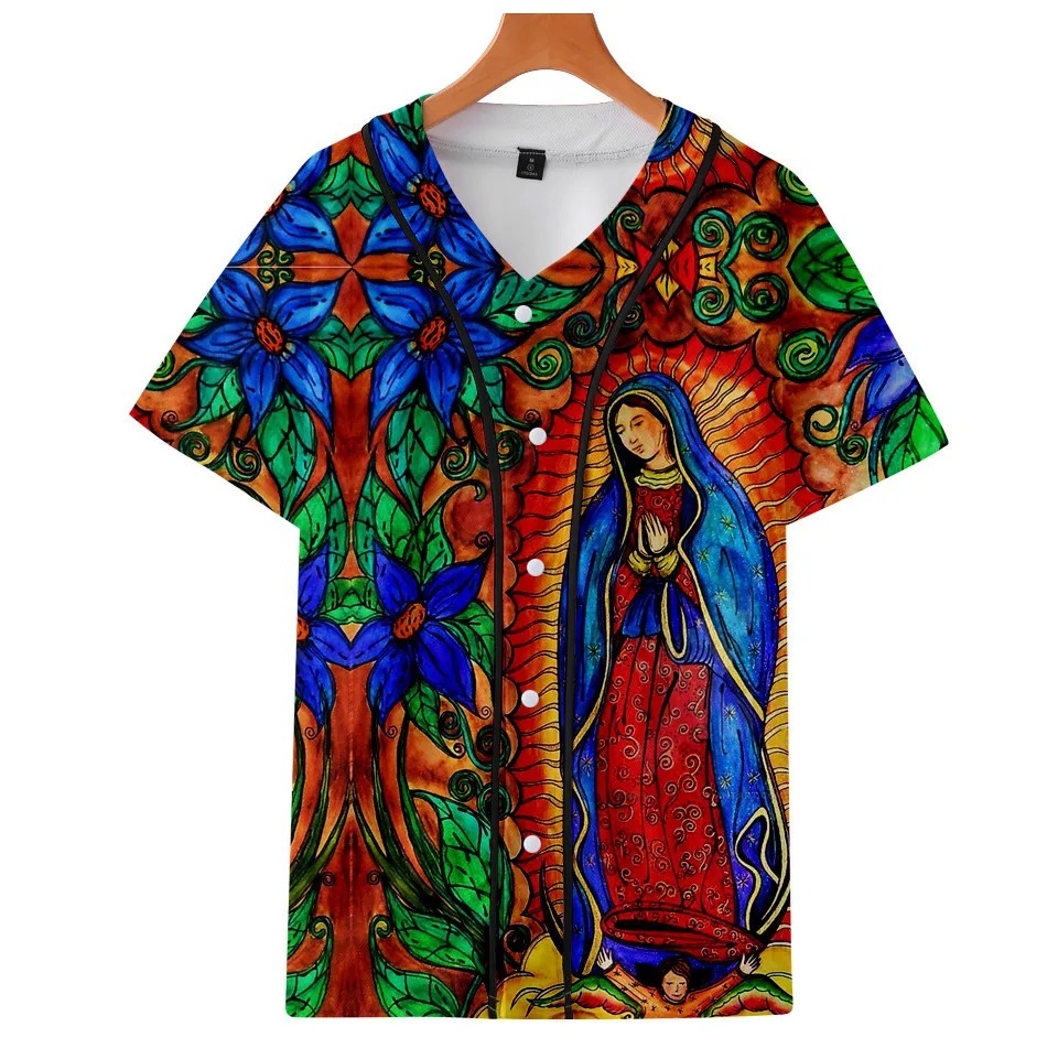 Our Lady Of Guadalupe Virgin Mary Catholic Mexico Top Quality Casual T Shirt Men Summer Baseball T-shirt Harajuku Tshirt Clothes view 5