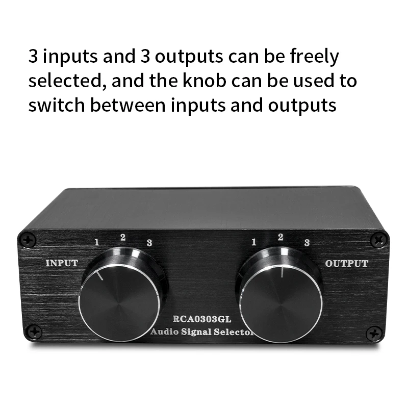 3-IN-3-OUT Passive Stereo Audio Switch Selector,Input/Output Switcher Box, Aluminum Shell for Hi-Fi Home Theater Amplifier