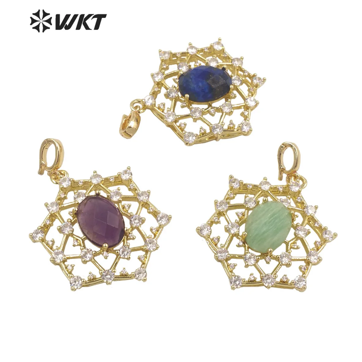 

WT-MP256 WKT 2023 Noble pendant cubic zircon&gemstone Pendant for women wedding gift gold-plate pendant hot style trend jewelry