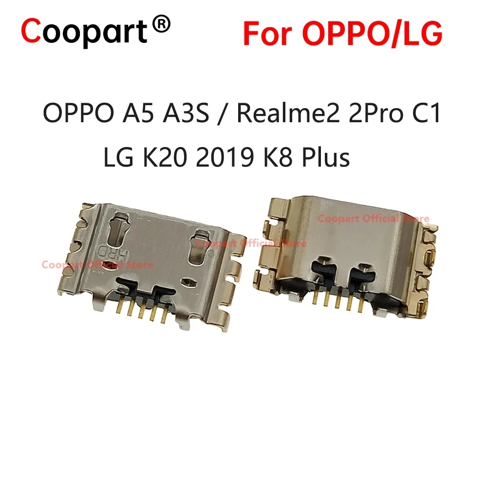 Coopart Micro USB 5Pin Charging Port Connector Charge Socket Dock For OPPO A5 A3S Realme2 2Pro C1 For LG K20 2019 K8 Plus
