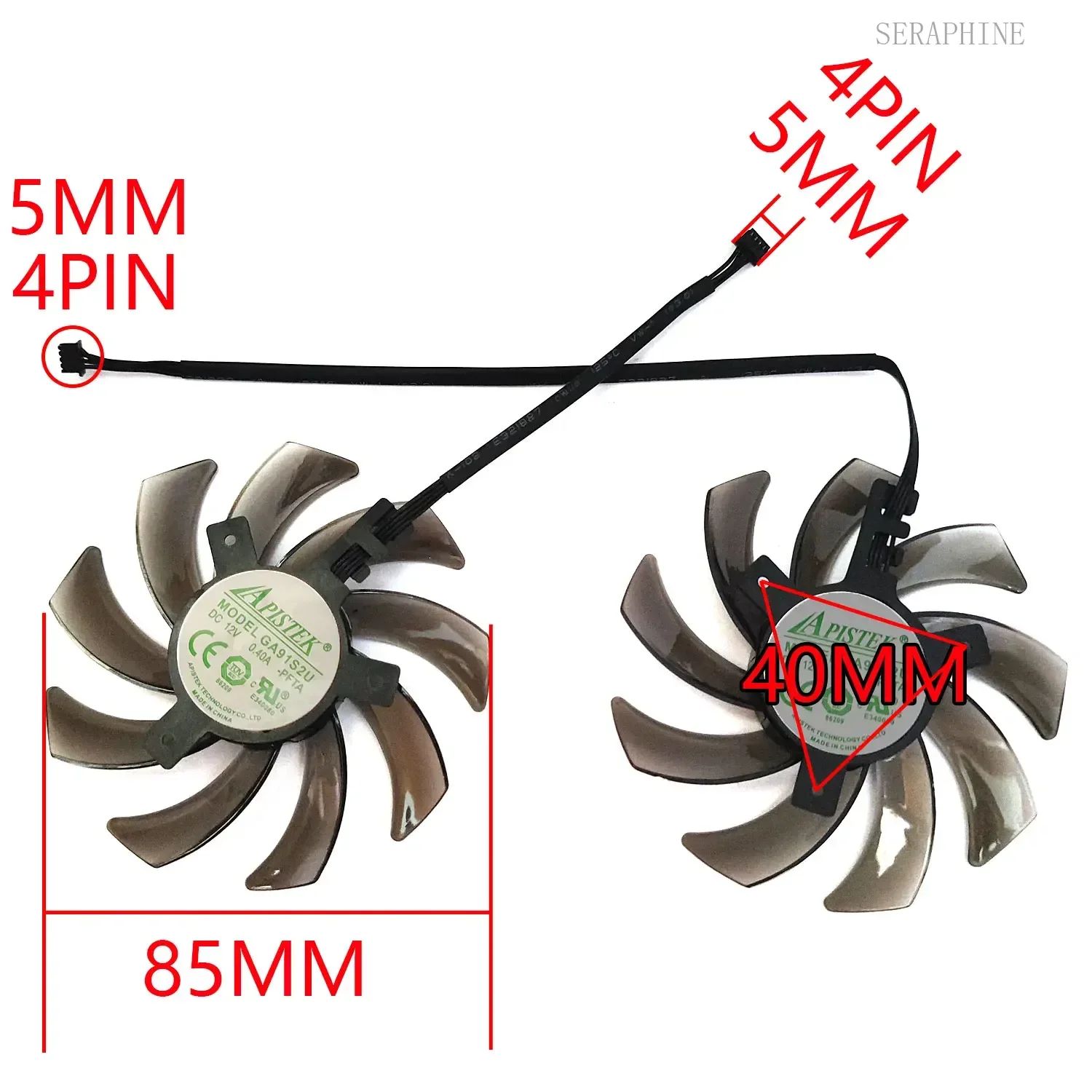 NEW 85MM 4PIN GA91S2U FDC10H12S9-C RTX 2080 Dual GPU PALIT Fan，for Geforce RTX 2080 Dual Graphics Card Cooling Fan