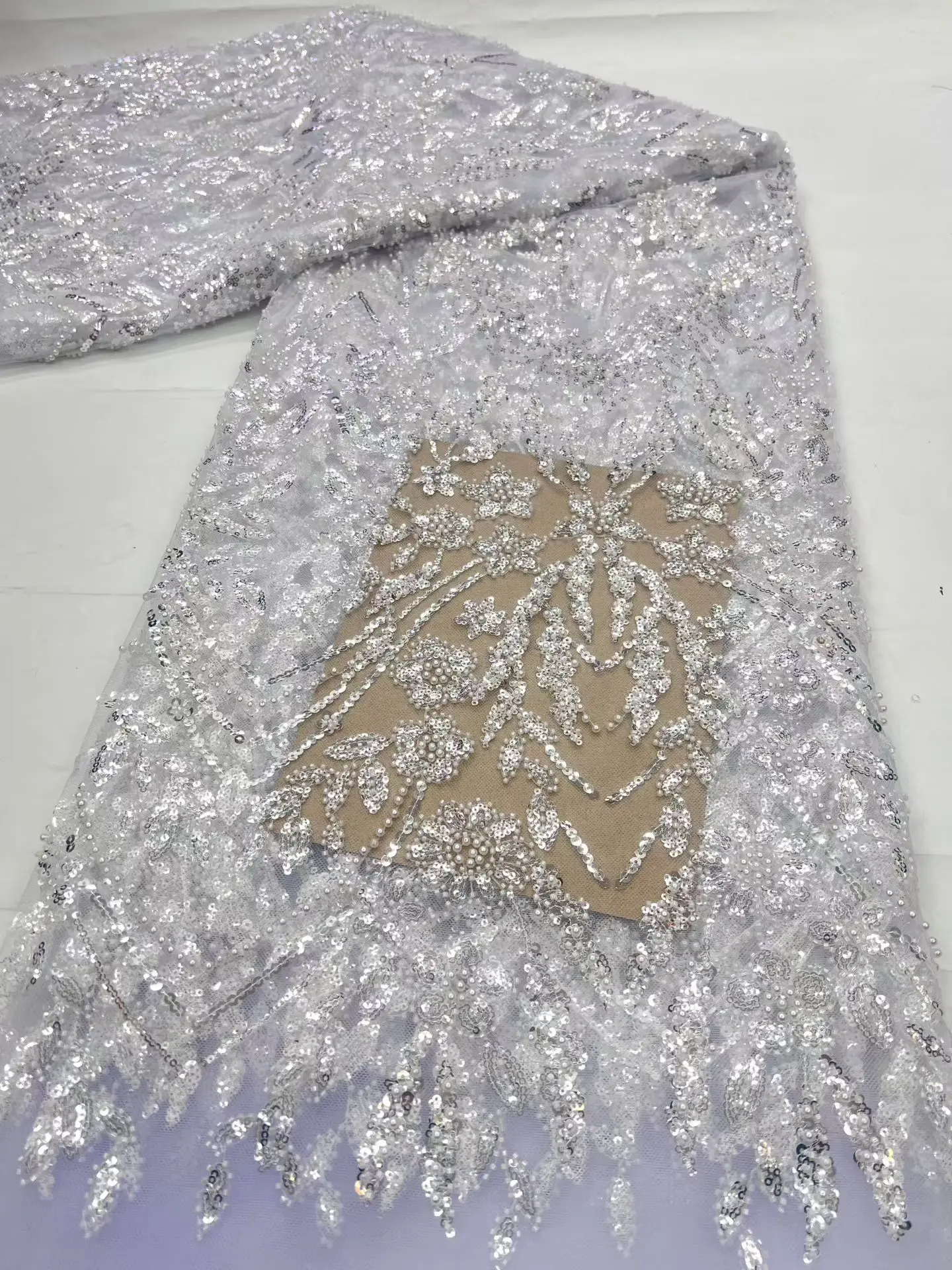 

Высококачественное кружево из сетки с пайетками, белое, африканское, нигерийское, с вышивкой, для женских свадебных платьев, 2026