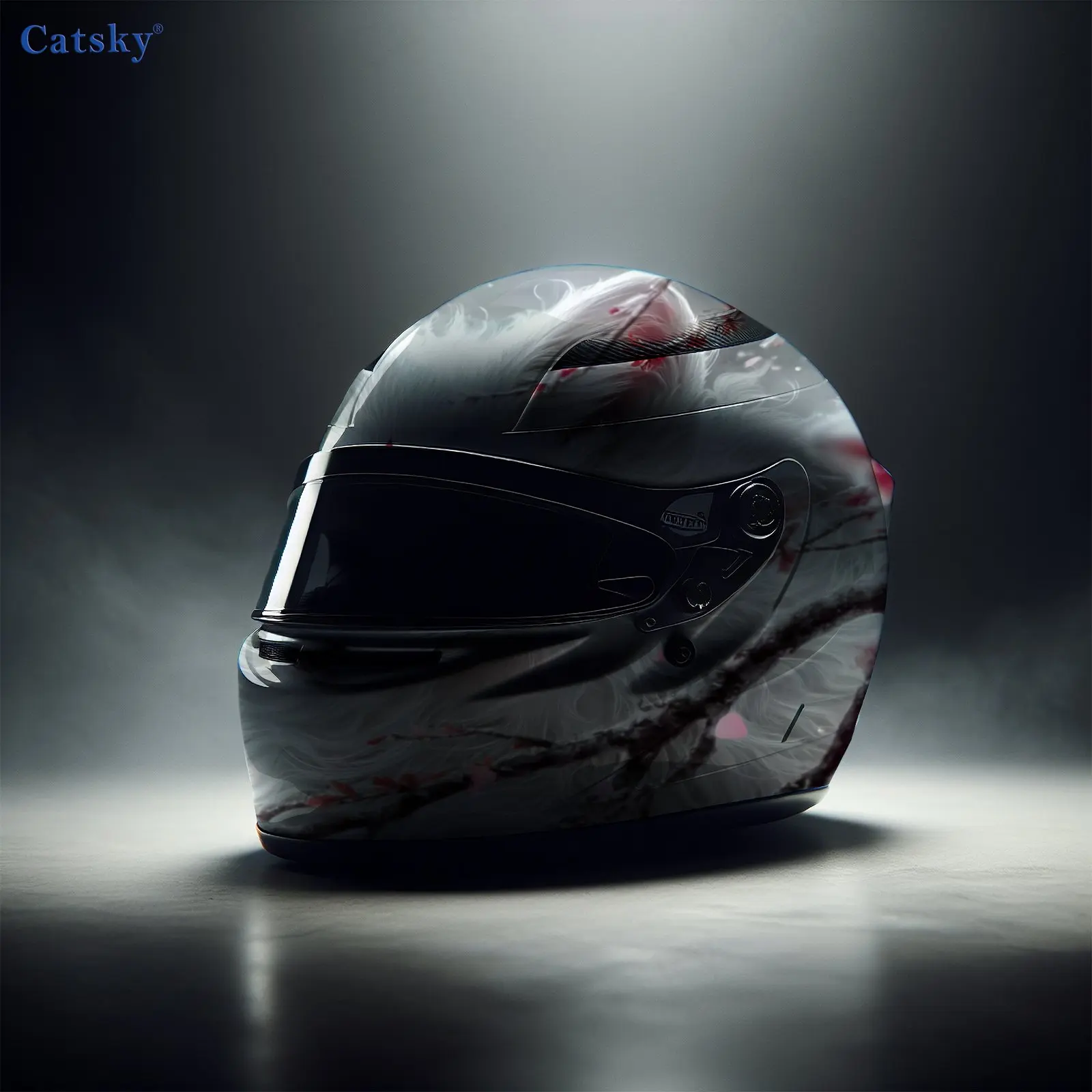 ملصقات خوذة الدراجة النارية ذات الثعلب الأبيض الدراماتيكي - مادة PVC متينة، ملصقات تزيين على طراز السباق، مقاومة للخدش ونحن #5