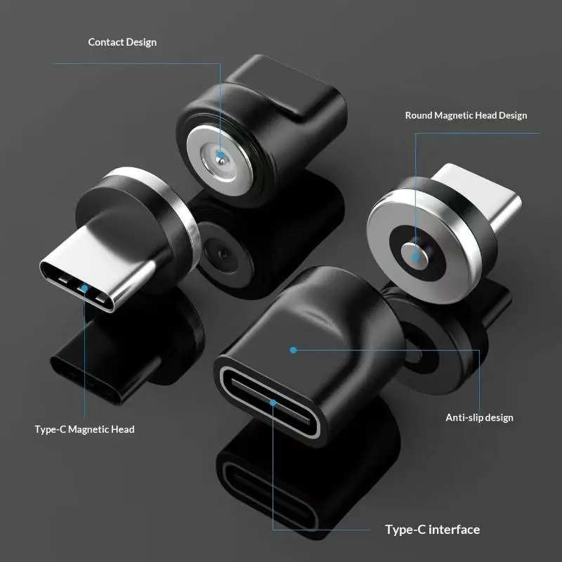 [MOA]10Pcs Type C Magnetic Charging Head 2.4A Fast Charge Data Transmission Replacement Aluminum Alloy Connector[MOA]