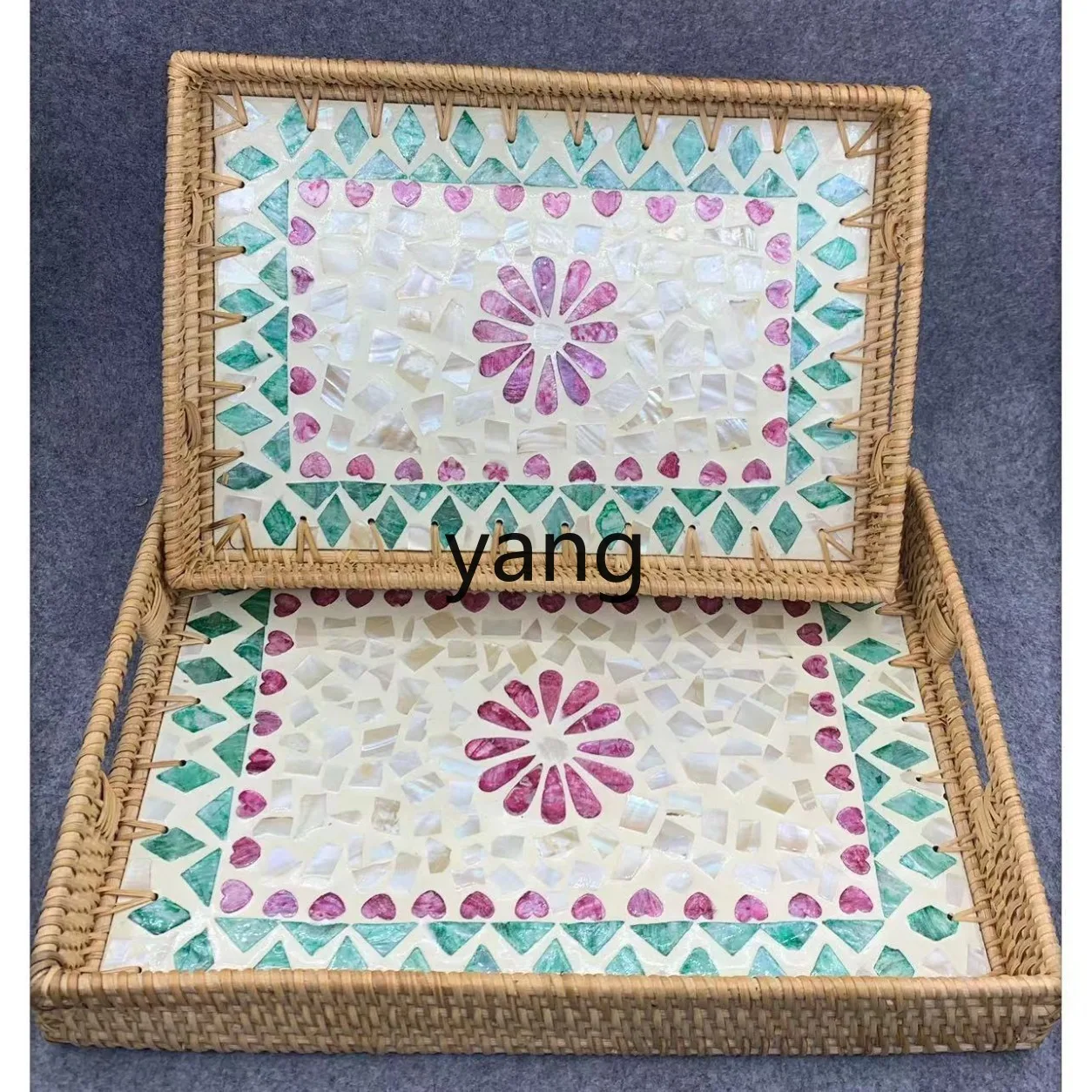 CX woven colorful shell Gesang flower fruit tray multi-functional two-piece set