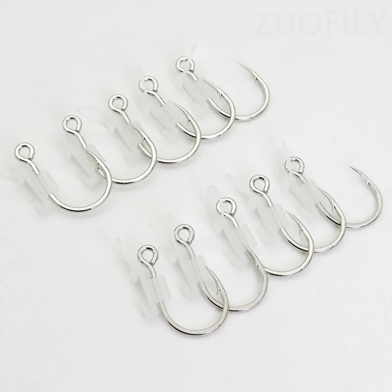 10PCS Luminous Live Shrimp Fishing Hooks Grouper High Strength Barbed Fishhook with Fixed Rubber Ring Sea Bass Carbon Steel Hook