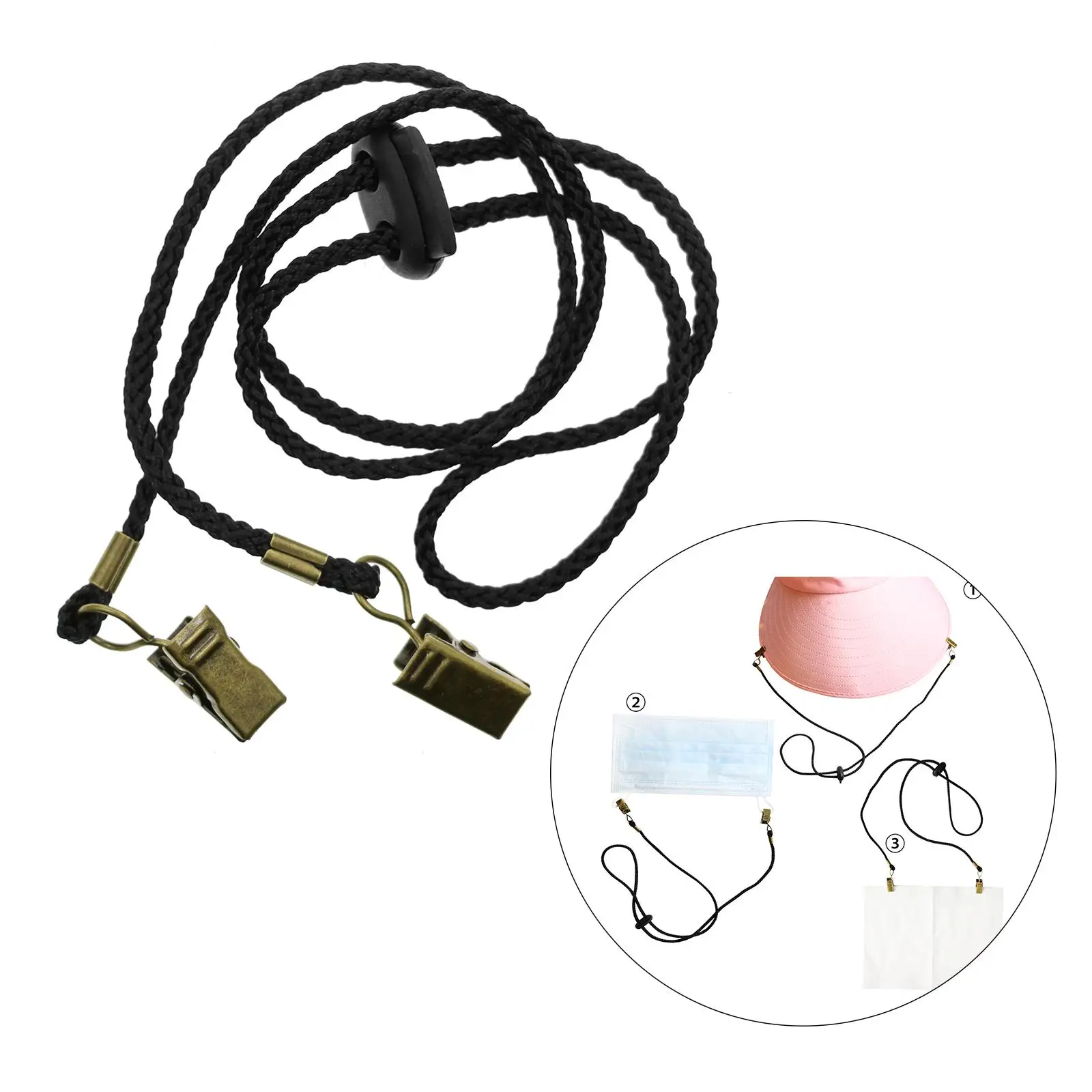 Adjustable Napkin Clip Lanyard Bib Holder Portable Towel Chain Dining Clothing Protector for Restaurant Home