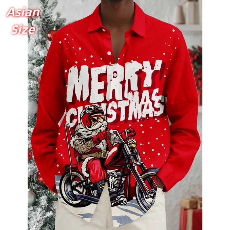 

Гавайские рубашки с узором рождественской елки для мужчин и женщин, крутые рубашки Aloha с 3D принтом Санта-Клауса, повседневные топы, свободная блузка с длинным рукавом