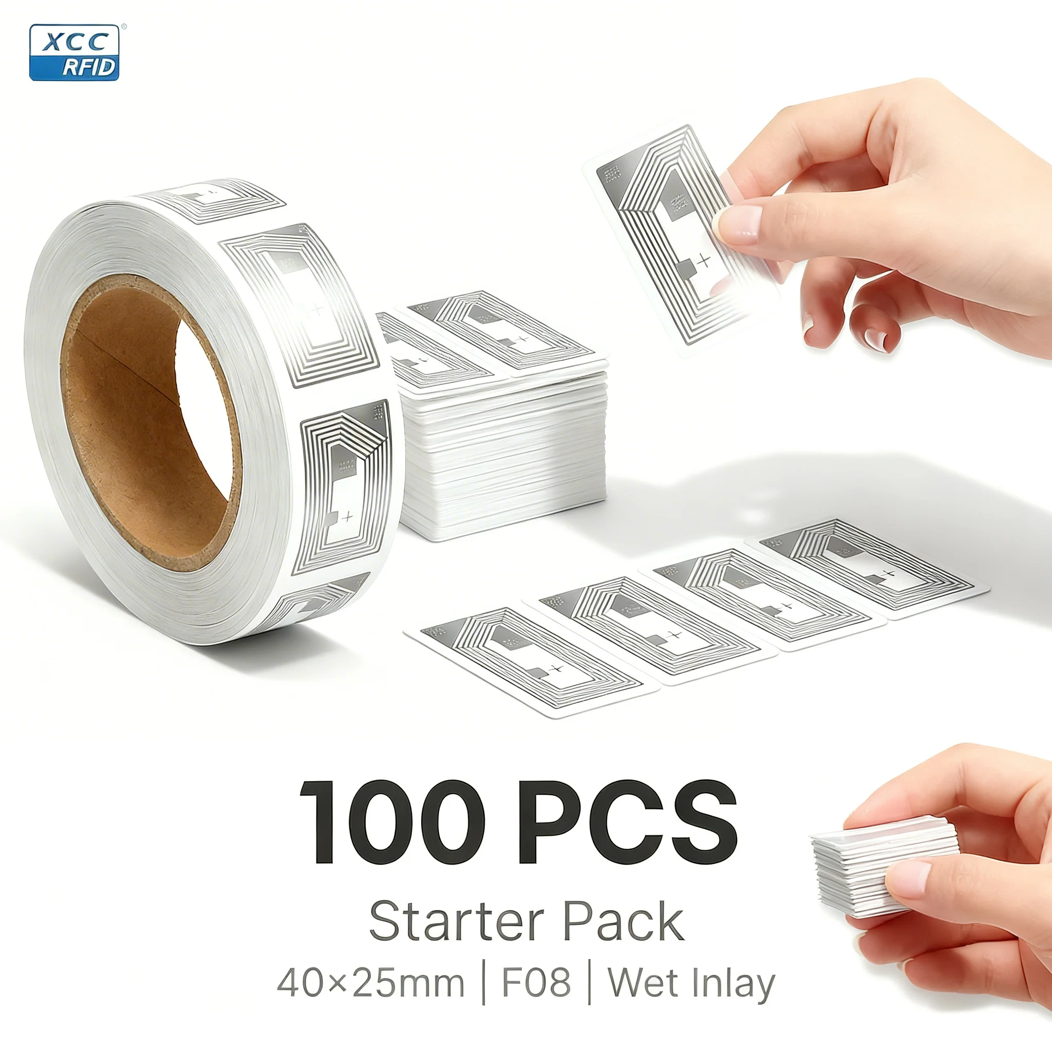 Rewritable NFC Tags with F08 Chip High Sensitivity Adhesive RFID Tags for Inventory Library Book & Event Badge Tracking