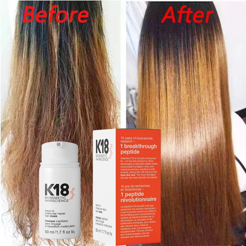 K18 50ml Leave-In Molecular Repair Hair Mask Damage Deep Repair Keratin & Scalp Treatment Restore Soft Hair Scalp Care Product