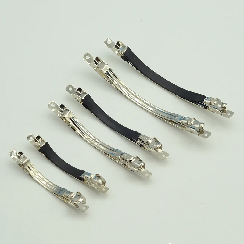 20PCS 6cm 8cm 10cm Slim Metal French Barrettes with Rubber Tube Plain Clips France Hairpins Accessories