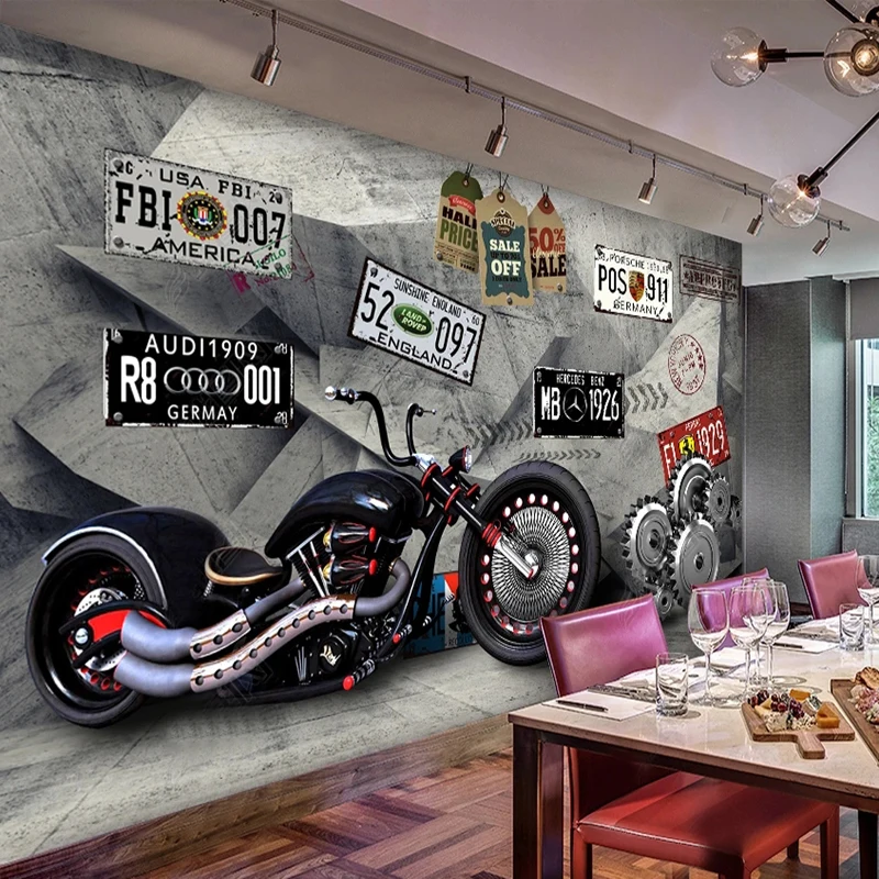 

Custom 3D Mural Wallpaper European Industrial Machinery Motorcycle Gear Fresco Cafe Boy Kids Bedroom Backdrop Wall Home Decor