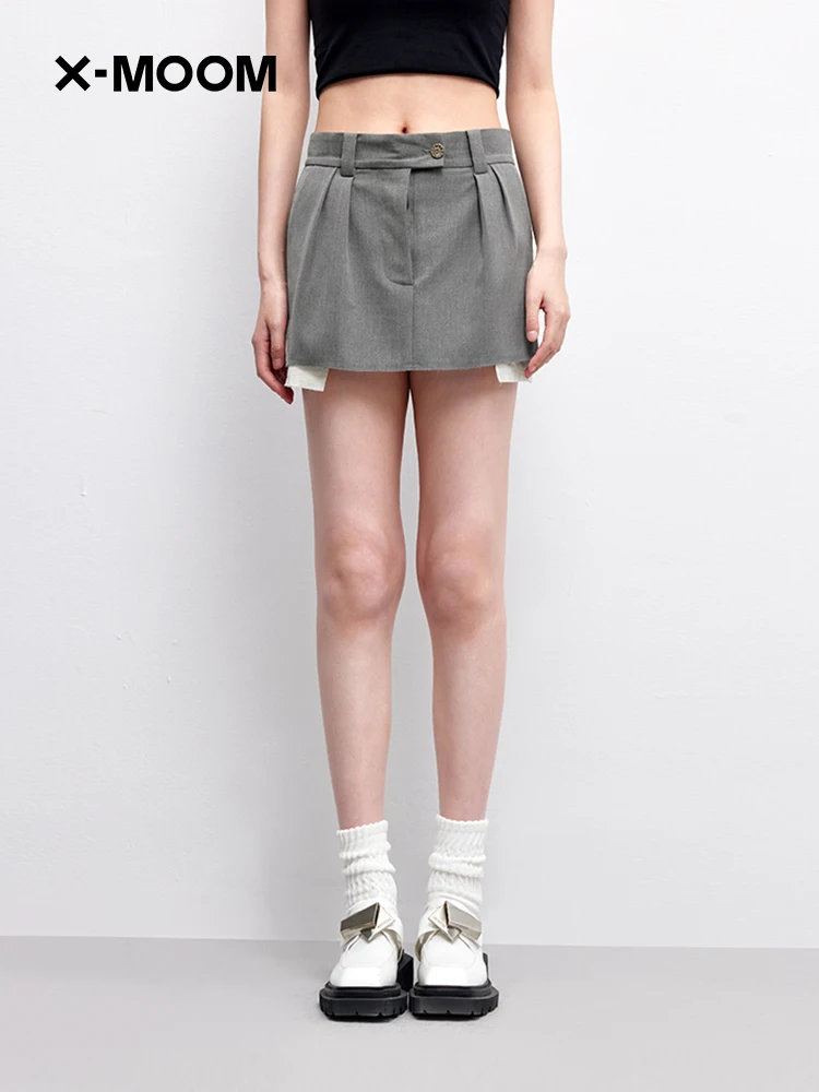 

XMOOM Summer New High Waist ort Suit Skirt ket Design Slimming Effect A-Line Skirt Commute Sle Pure Color Polyester