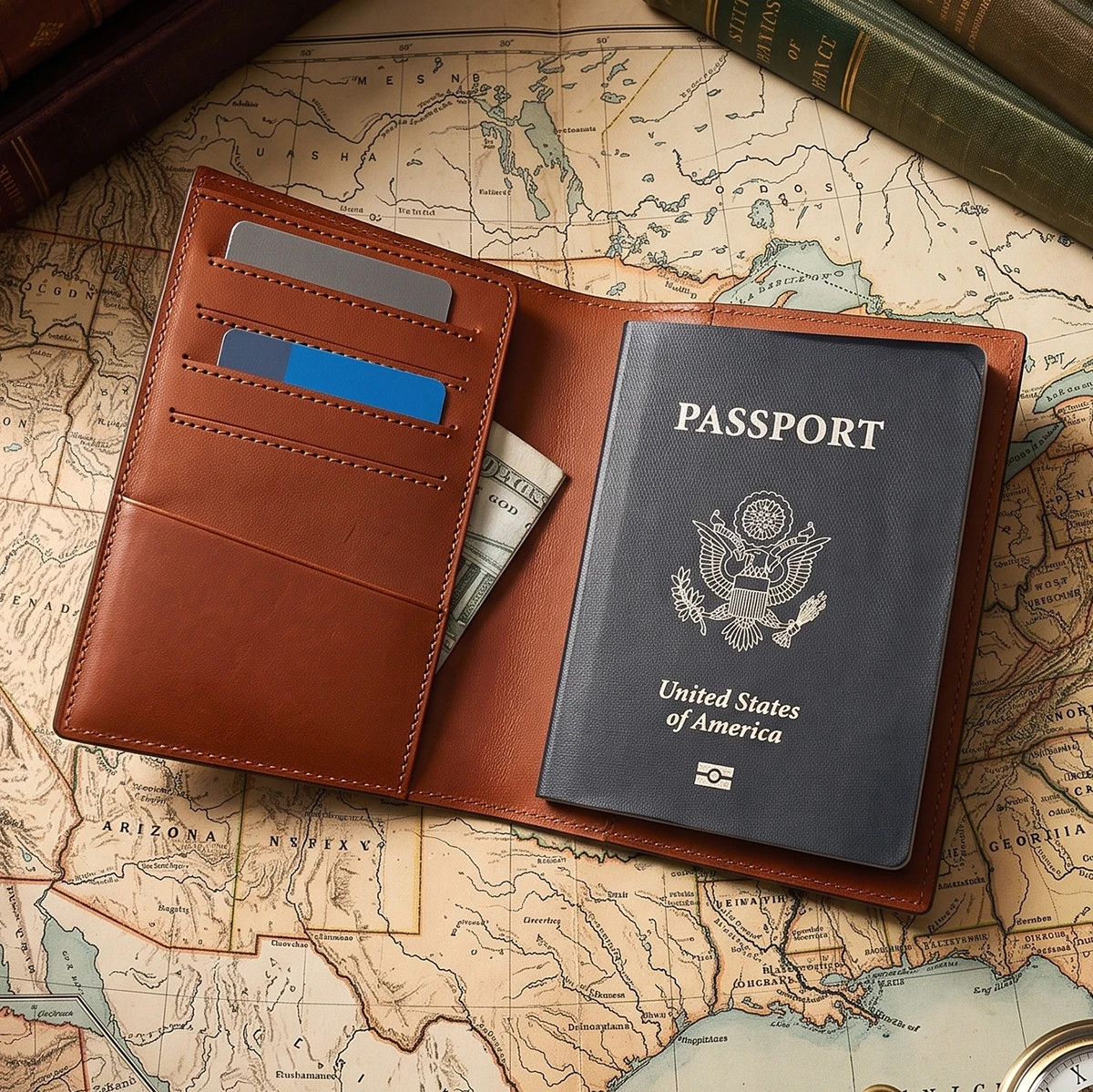 

RFID Blocking Custom Name Passport Holder Genuine Italian Buttero Leather Wallet Luxury Veg-Tanned Passport Case Men Women