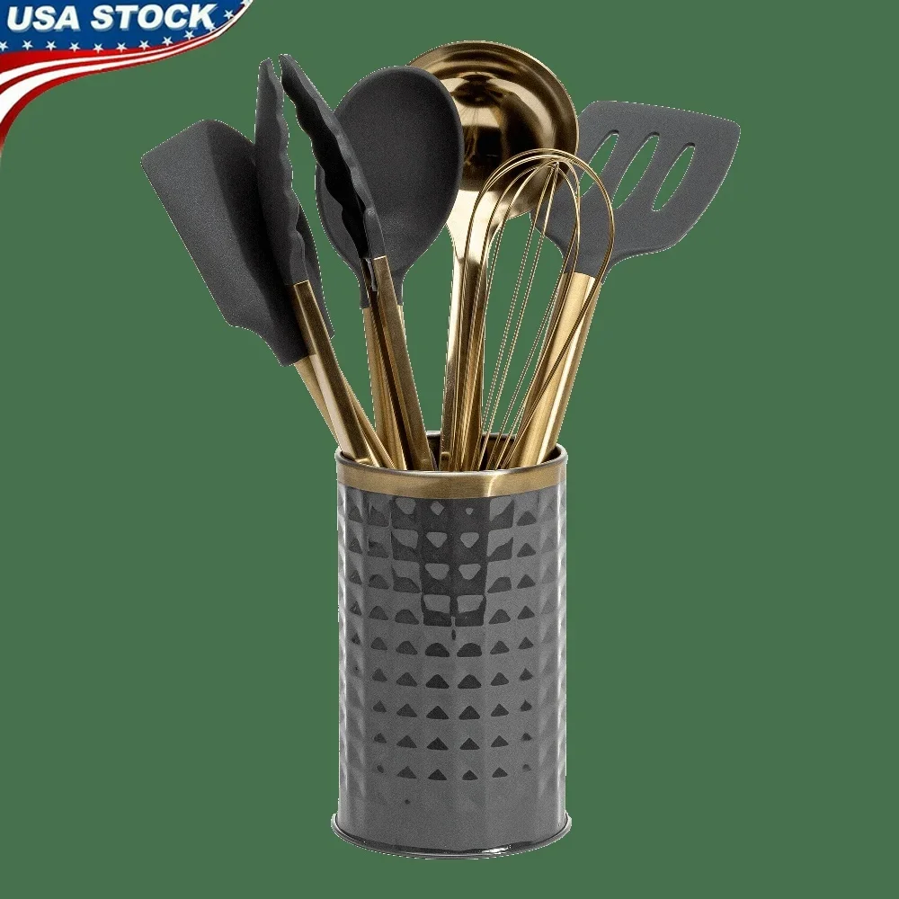 

Набор кухонных принадлежностей из силикона и нержавеющей стали, 7 предметов, термостойкие кухонные инструменты с антипригарным покрытием, элегантный инструмент, идеальный дом