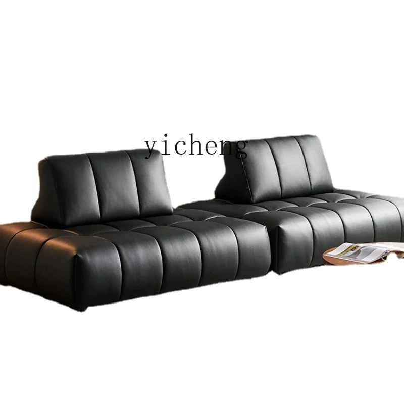 

XL First Layer Cowhide Full Leather High-End Module Combination Sofa Living Room Black Sofa